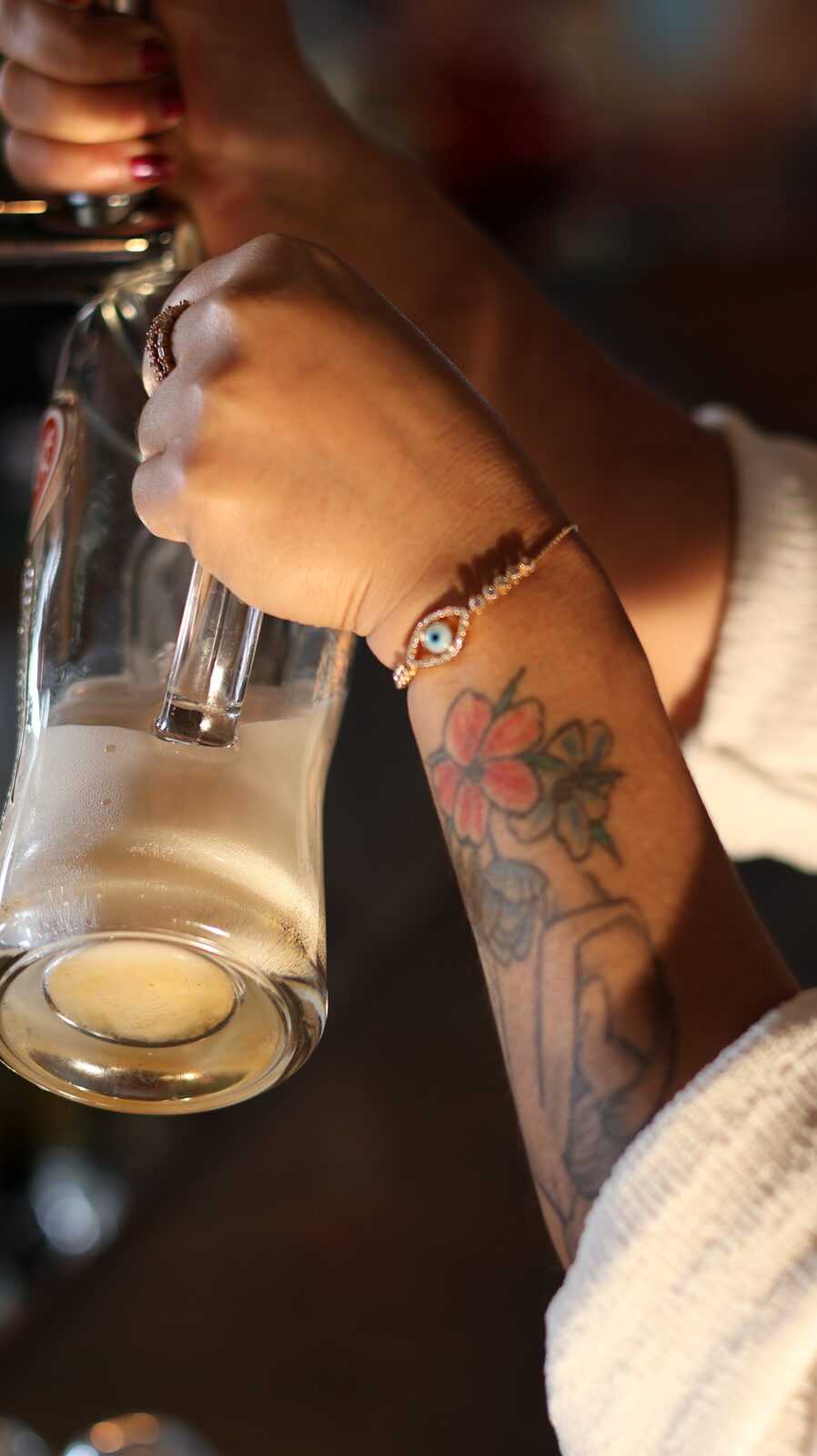 Pouring wine for guests